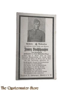 In Memoriam Karte/Death notice Feldwebel Gren Reg (Rusland)