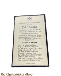 In Memoriam Karte/Death notice Gefr Inf Geschutz Abt  (Russland)
