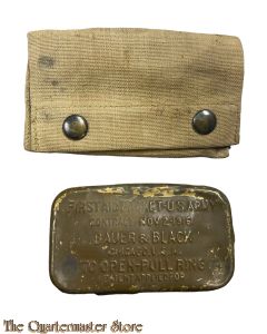 WWI US Army M1910 First aid pouch with tin  (M1910 verbandsblik met tas)