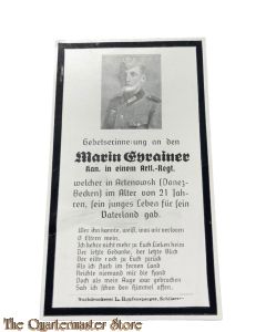 In Memoriam Karte/Death notice Kann Art Regt   (Russland)
