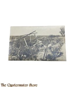 Postcard 1917 crashed airplane in a field 