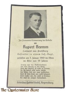 In Memoriam Karte/Death notice Inf Regiment Rusland 