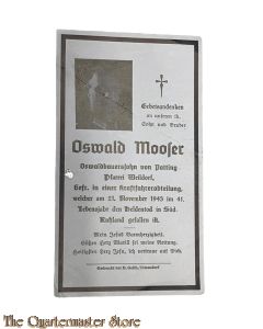 In Memoriam Karte/Death notice  Gefr Kraftfahrer Abteilung (Russland)