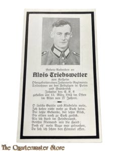 In Memoriam Karte/Death notice Ober gefr Infanterie  Regiment (Russland)