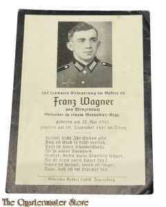 In Memoriam Karte/Death notice Grenadier Regt (Russia)