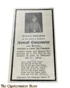 In Memoriam Karte/Death notice Gefr Inf Regt   (Russland)