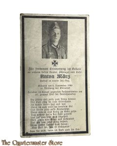 In Memoriam Karte/Death notice Soldat Inf Regt   (Russland)