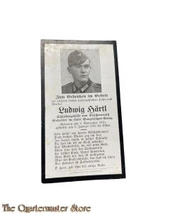 In Memoriam Karte/Death notice Gefr in einem Panzer Jager Komp (Russland)