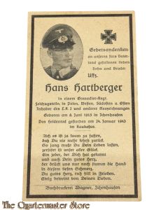 In Memoriam Karte/Death notice Grenadier Regt  (Kaukassus)