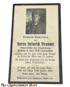 In Memoriam Karte/Death notice M.G. Kompanie (Russland)
