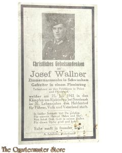 In Memoriam Karte/Death notice Gefr Pionierzug (Russland)