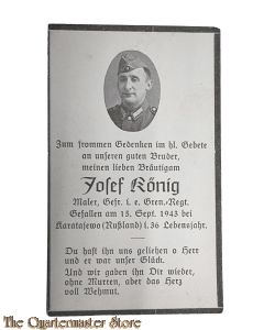 In Memoriam Karte/Death notice Gefr Gren Reg (Rusland)