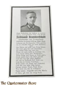 In Memoriam Karte/Death notice Gefr Gebirg Jager Regt (Russland)