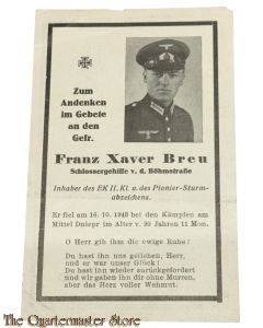 In Memoriam Karte/Death notice Inf Regt 