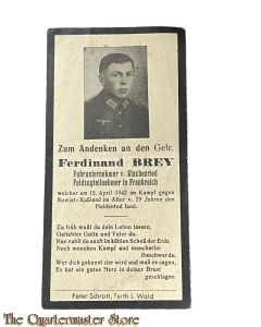 In Memoriam Karte/Death notice Gefr Infanterie Regiment (Russland)