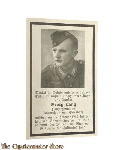 In Memoriam Karte/Death notice Panzer Gren (Russland)