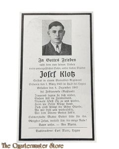 In Memoriam Karte/Death notice Grenadier Gren Reg (Russland)
