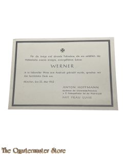 In Memoriam Karte/Death notice Munchen 1943