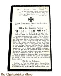 In Memoriam Karte/Death notice, 11 MaI 1917 Inf Regt 19