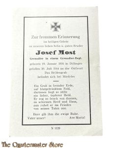 In Memoriam Karte/Death notice Grenadier Gren Reg (Russland)