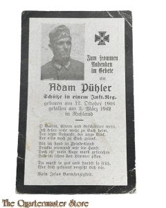 In Memoriam Karte/Death notice  Schutze inf Reg (Russland)