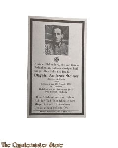 In Memoriam Karte/Death notice Ob gefr Heeres Art (Russland)