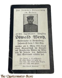 In Memoriam Karte/Death notice, Infanterist 7. Res. Reg