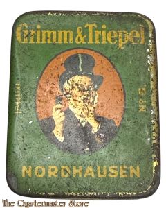 1940 Blechdose Kautabak Grimm & Triepel mittel No. 5 Weltmarke Nordhausen (1940 German Tin chewtobbaco)